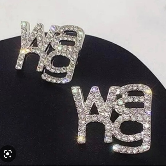 Brand new silver WANG Crystal stud earrings - Picture 3 of 5